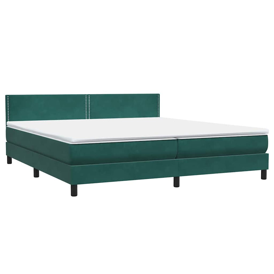 Boxspring met matras fluweel donkergroen 180x220 cm