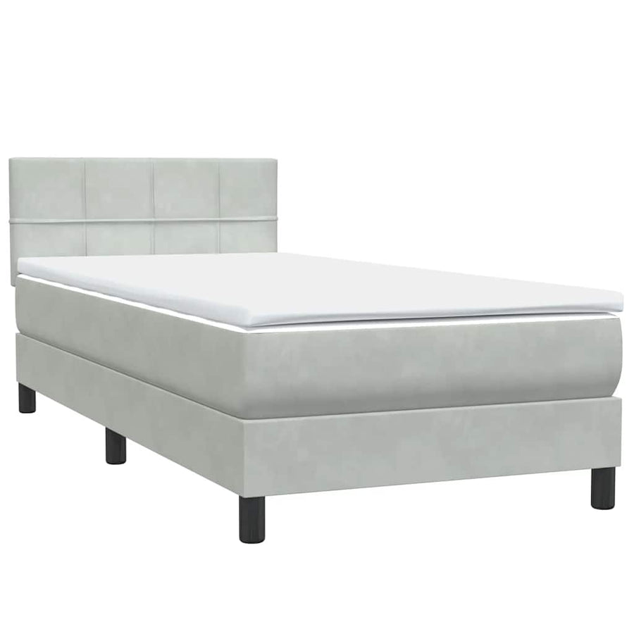 Boxspring met matras fluweel lichtgrijs 80x210 cm