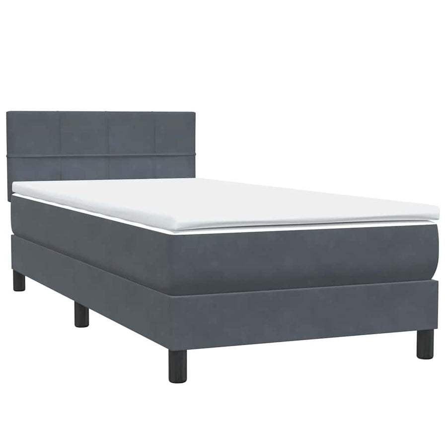 Boxspring met matras fluweel donkergrijs 80x210 cm