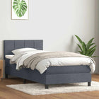 Boxspring met matras 80x210 cm donkergrijs fluweel