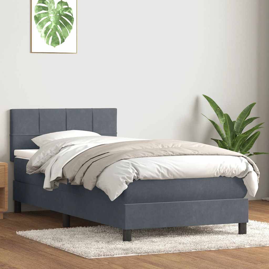 Boxspring met matras fluweel donkergrijs 80x210 cm