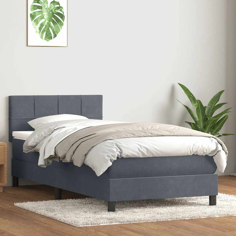 Boxspring met matras fluweel donkergrijs 80x210 cm