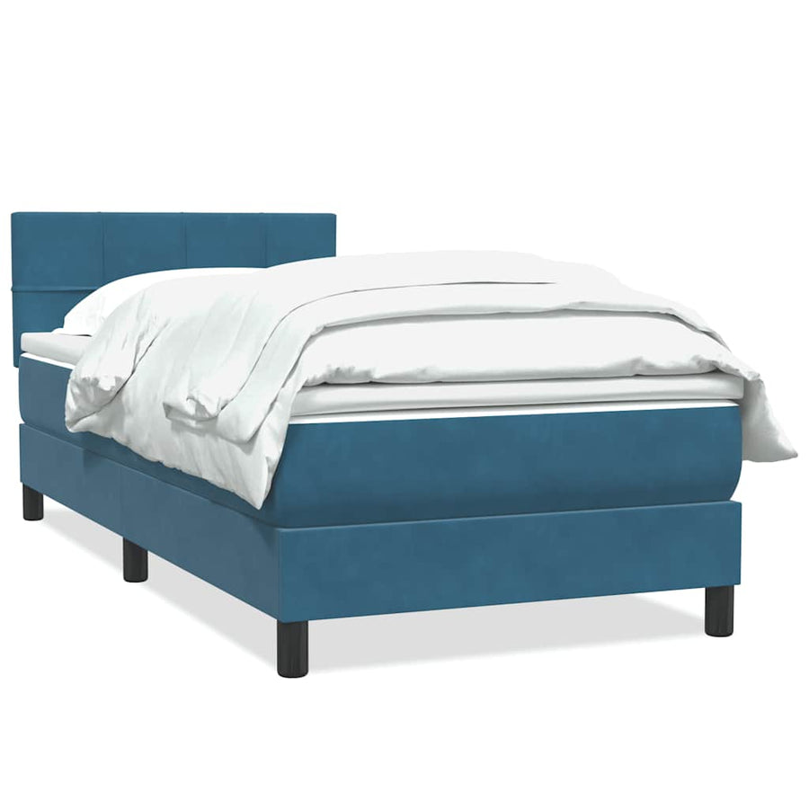 Boxspring met matras fluweel donkerblauw 80x210 cm