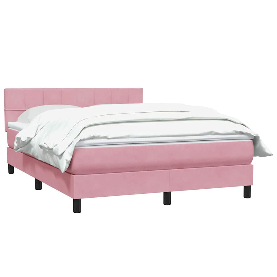 Boxspring met matras fluweel roze 140x210 cm