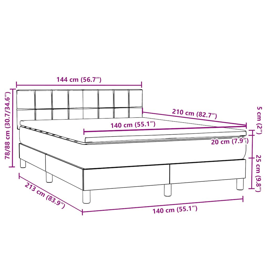 Boxspring met matras fluweel roze 140x210 cm
