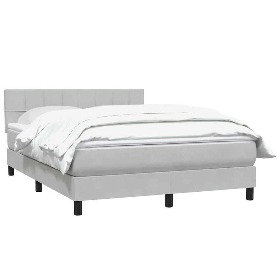 Boxspring met matras fluweel lichtgrijs 160x210 cm