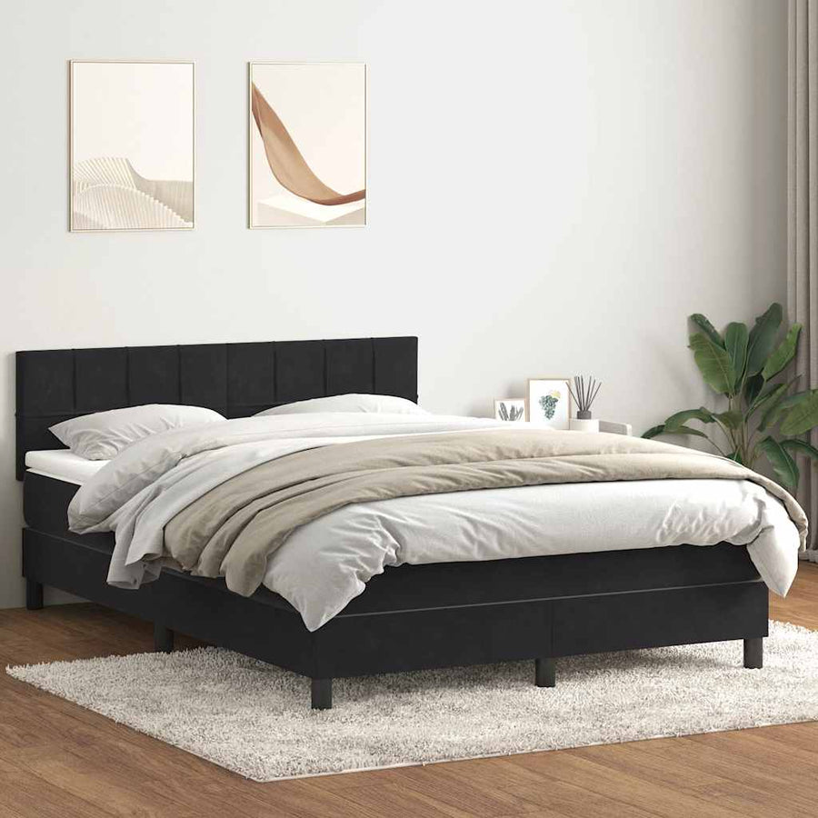 Boxspring met matras fluweel zwart 160x210 cm