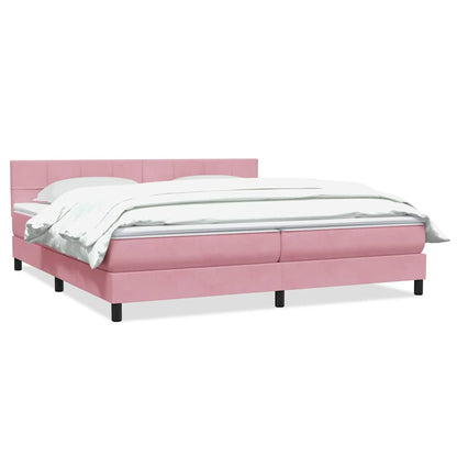 Boxspring met matras fluweel roze 180x210 cm