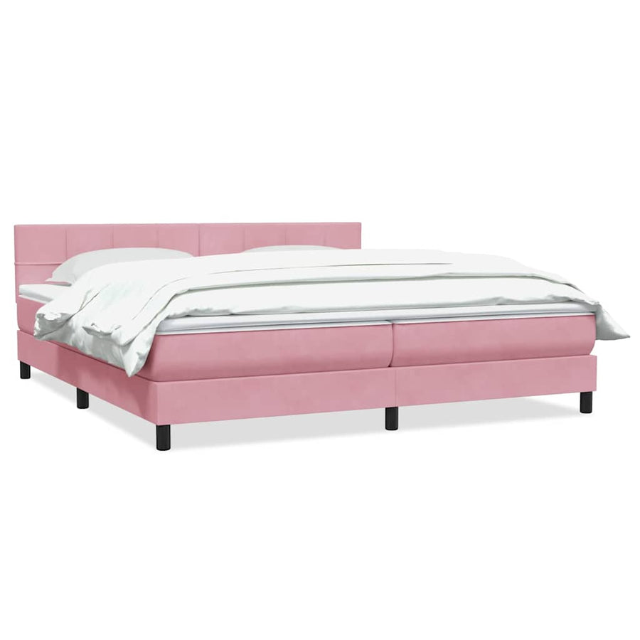 Boxspring met matras fluweel roze 180x210 cm