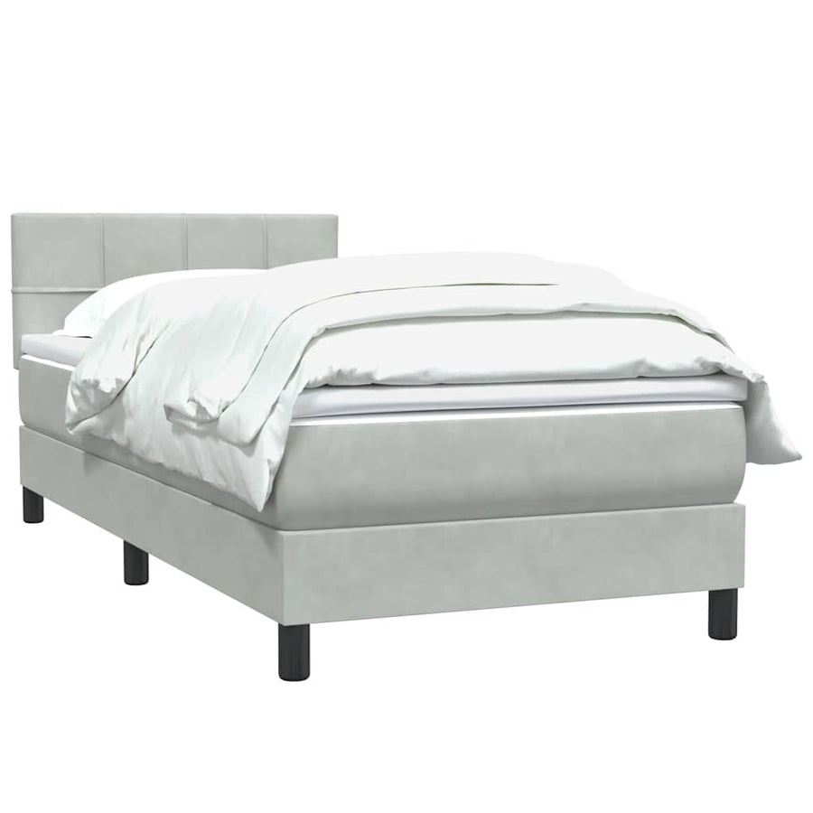 Boxspring met matras fluweel lichtgrijs 80x220 cm