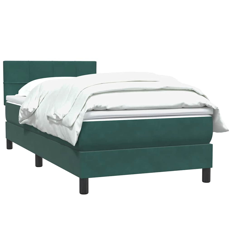 Boxspring met matras fluweel donkergroen 80x220 cm