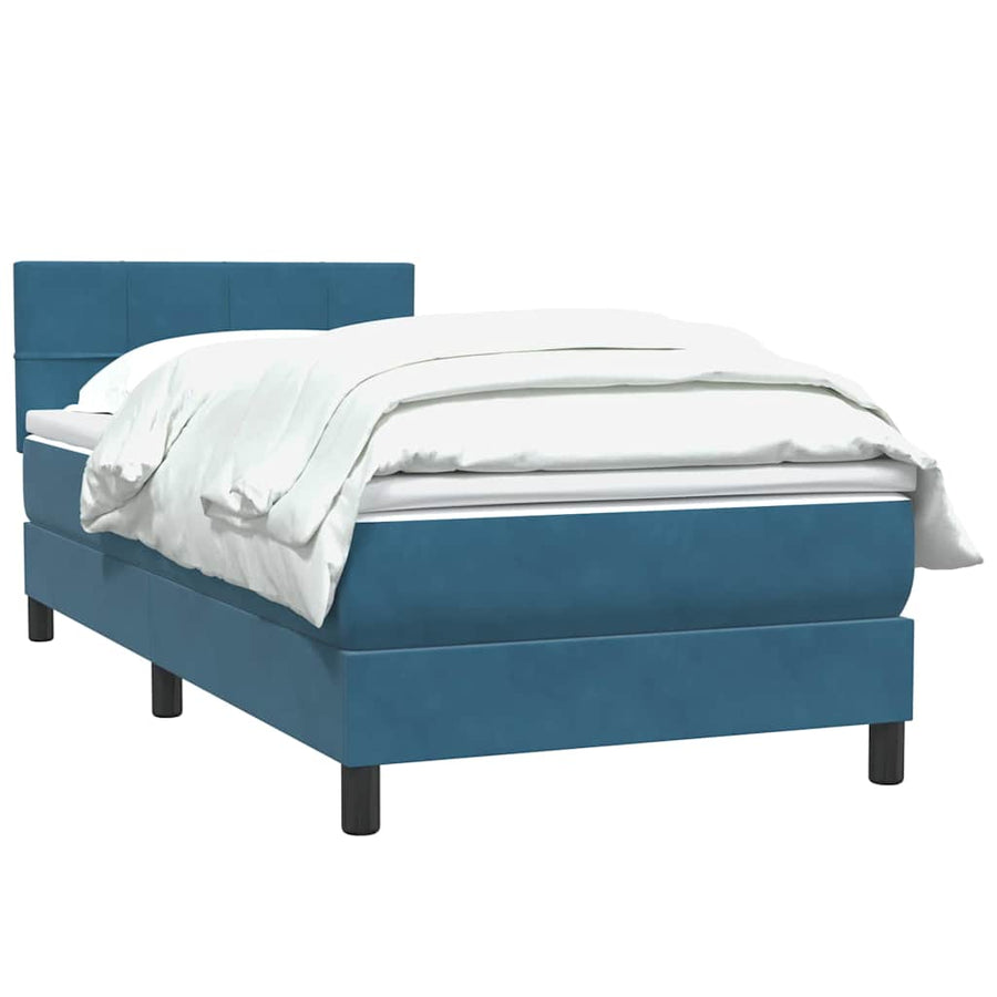 Boxspring met matras fluweel donkerblauw 80x220 cm