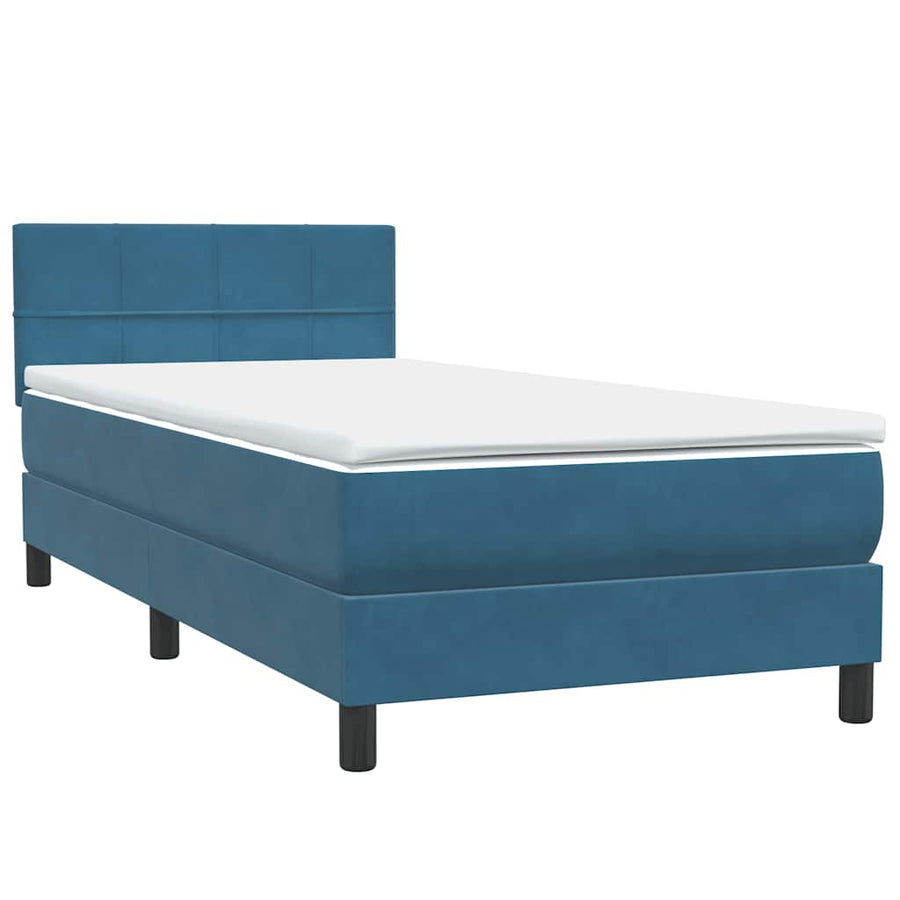 Boxspring met matras fluweel donkerblauw 80x220 cm