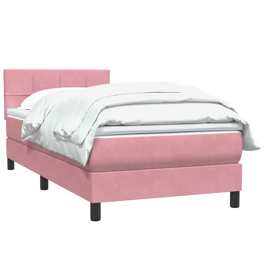 Boxspring met matras fluweel roze 80x220 cm