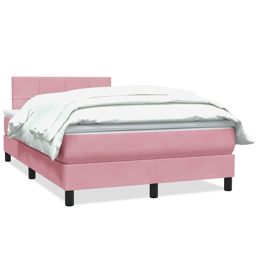 Boxspring met matras fluweel roze 120x220 cm