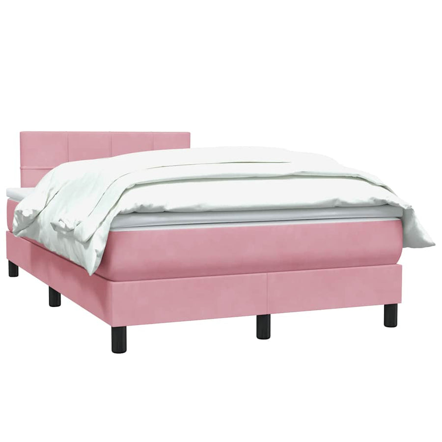 Boxspring met matras fluweel roze 120x220 cm