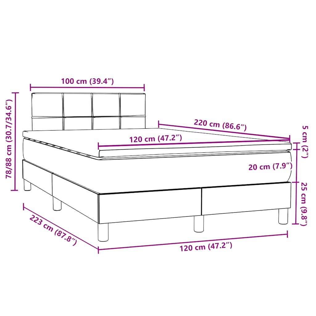 Boxspring met matras fluweel roze 120x220 cm