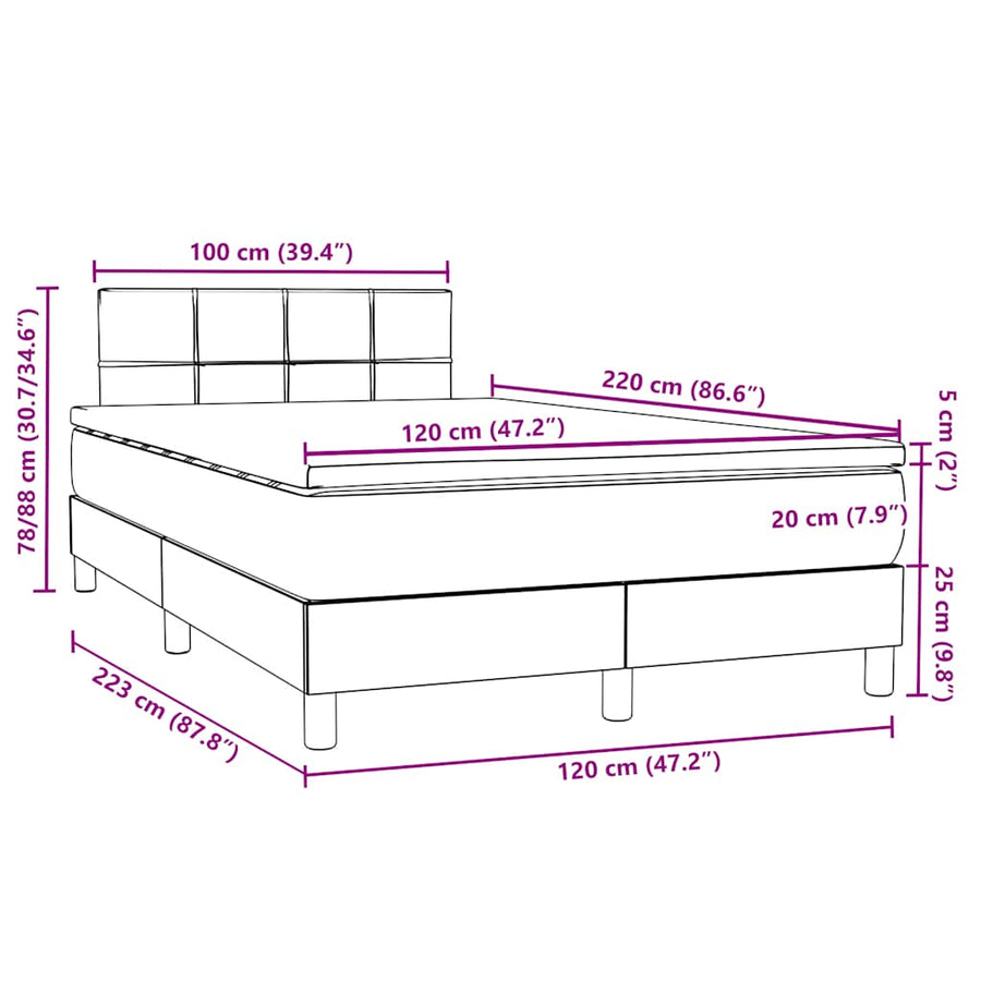 Boxspring met matras fluweel roze 120x220 cm