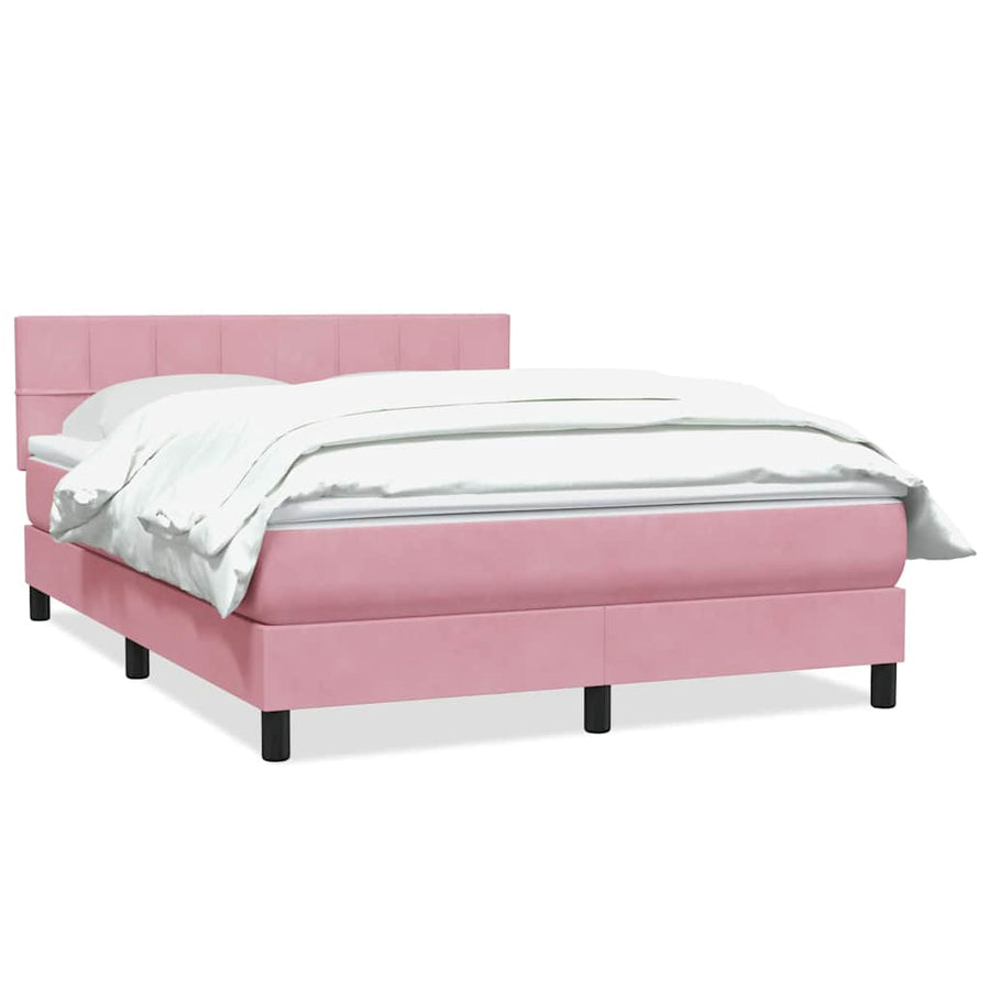 Boxspring met matras fluweel roze 140x220 cm