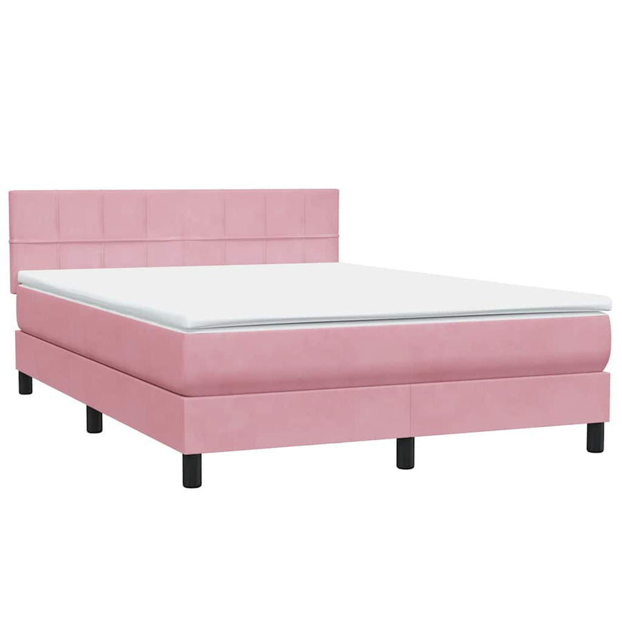 Boxspring met matras fluweel roze 140x220 cm