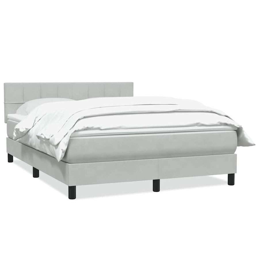 Boxspring met matras fluweel lichtgrijs 160x220 cm