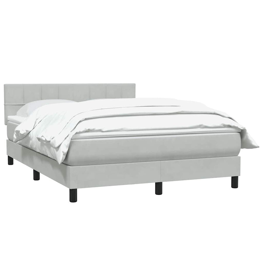Boxspring met matras fluweel lichtgrijs 160x220 cm
