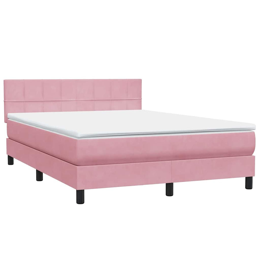 Boxspring met matras fluweel roze 160x220 cm
