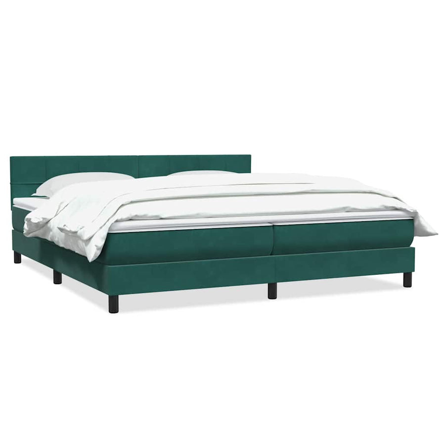 Boxspring met matras fluweel donkergroen 180x220 cm