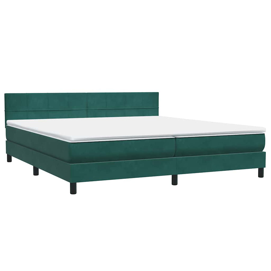 Boxspring met matras fluweel donkergroen 180x220 cm
