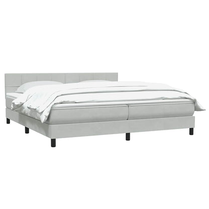Boxspring met matras fluweel lichtgrijs 200x220 cm