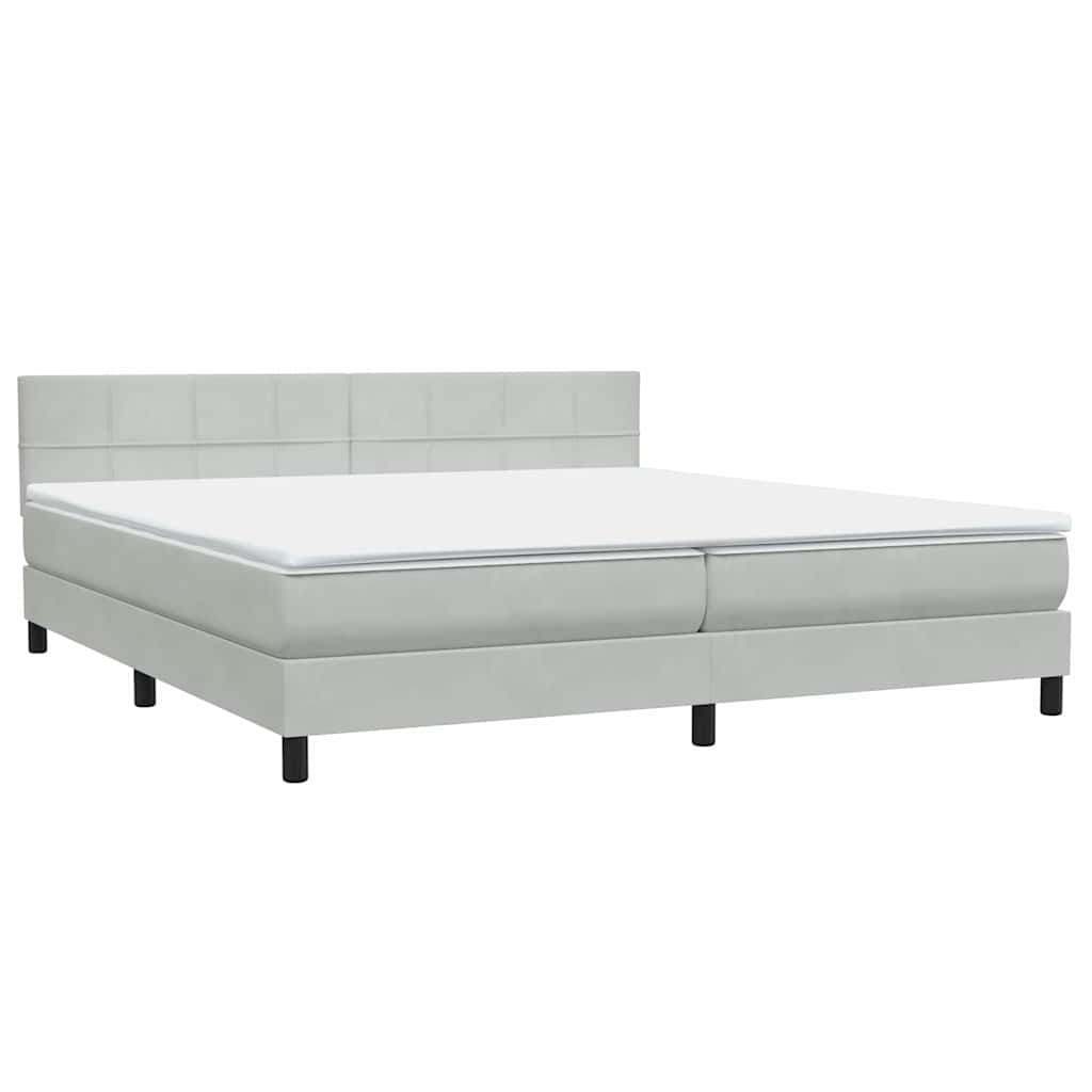 Boxspring met matras fluweel lichtgrijs 200x220 cm