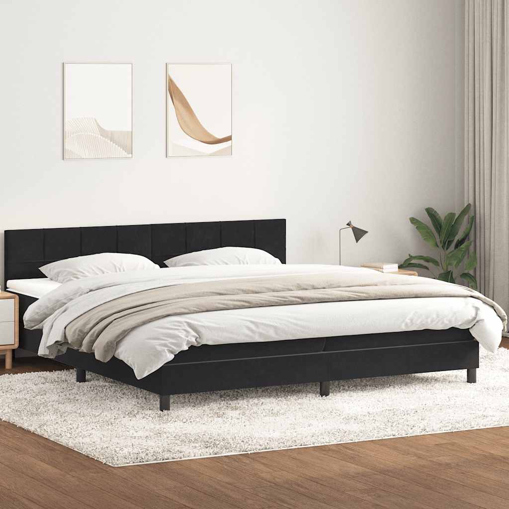 Boxspring met matras fluweel zwart 200x220 cm