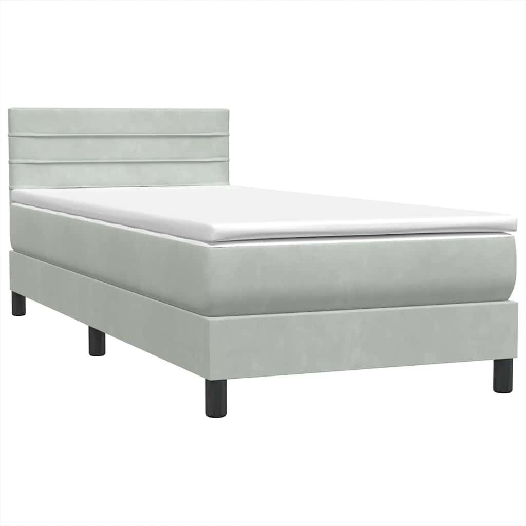 Boxspring met matras fluweel lichtgrijs 80x210 cm