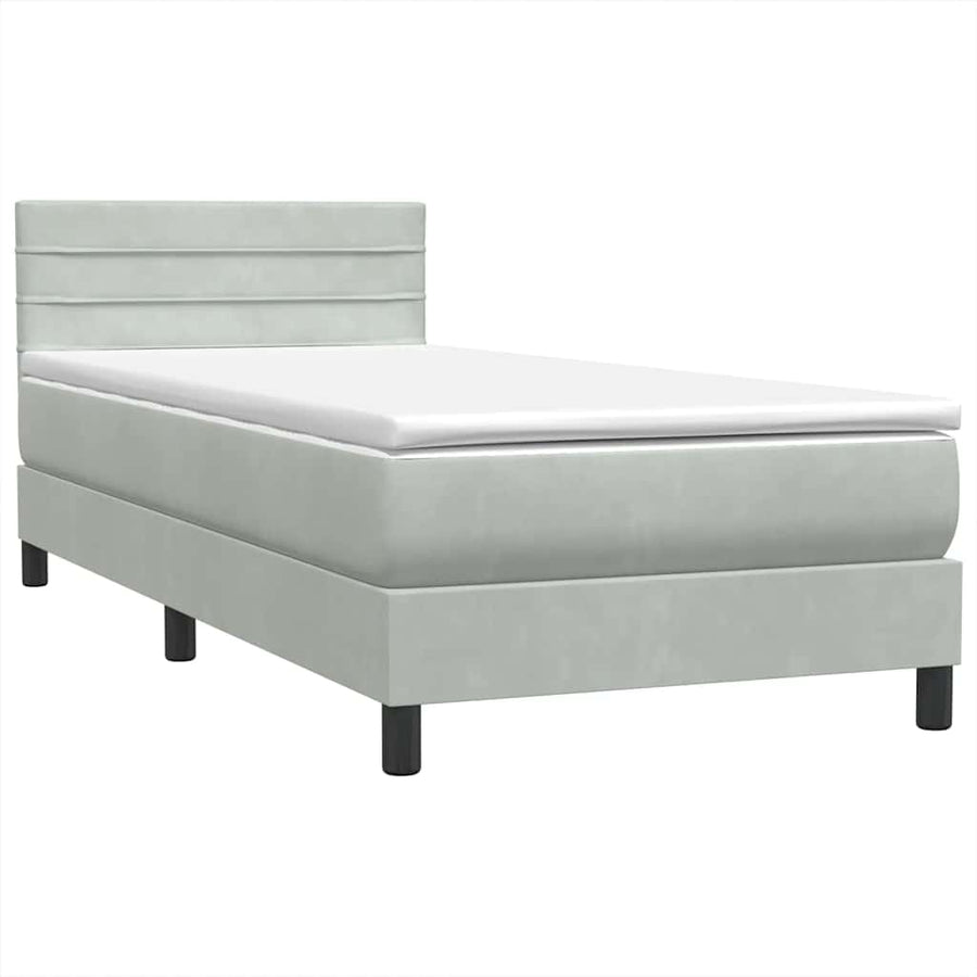 Boxspring met matras fluweel lichtgrijs 80x210 cm