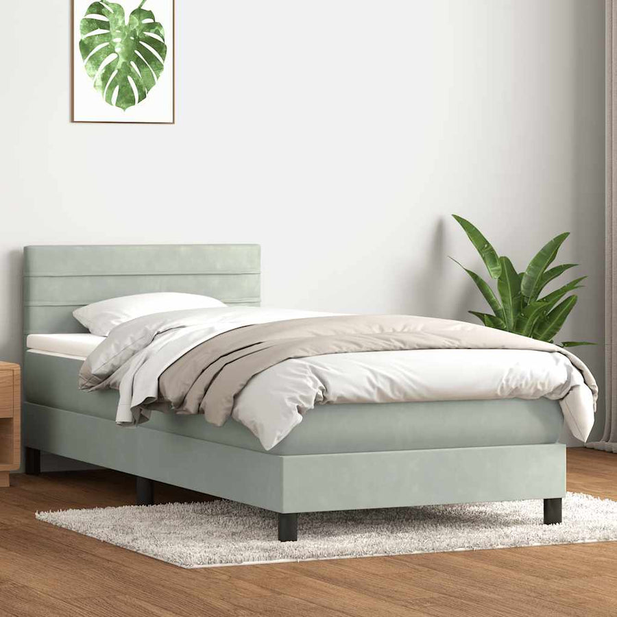 Boxspring met matras fluweel lichtgrijs 80x210 cm