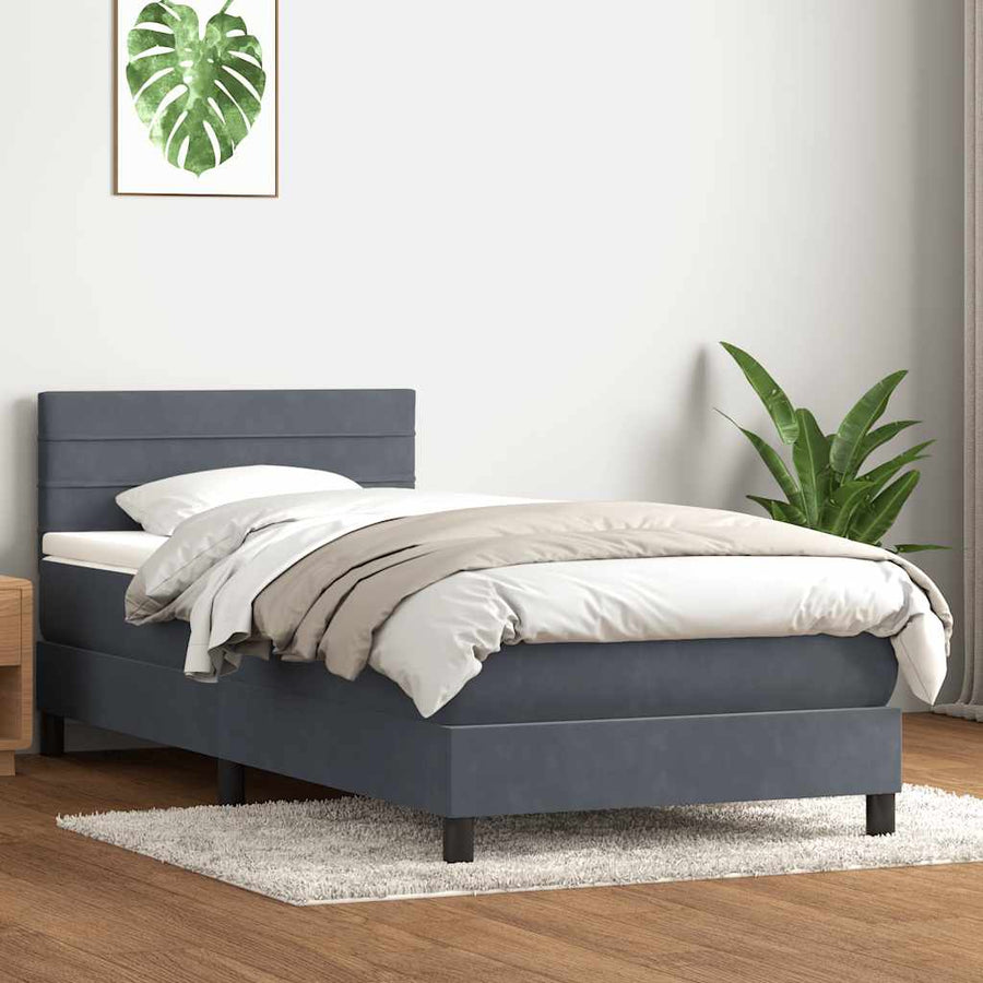 Boxspring met matras fluweel donkergrijs 80x210 cm