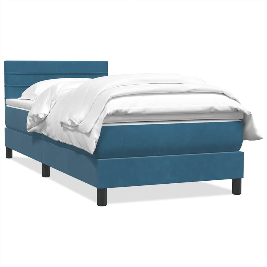 Boxspring met matras fluweel donkerblauw 80x210 cm