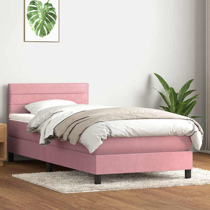 Boxspring met matras fluweel roze 80x210 cm