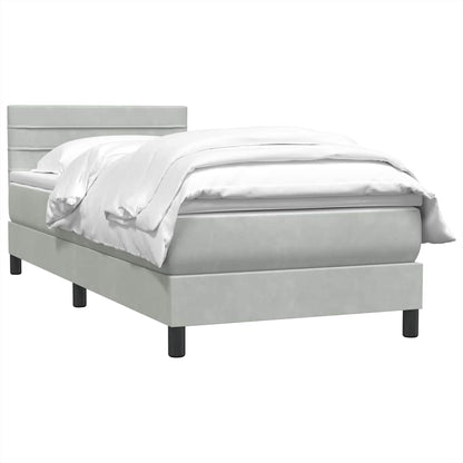 Boxspring met matras fluweel lichtgrijs 90x210 cm