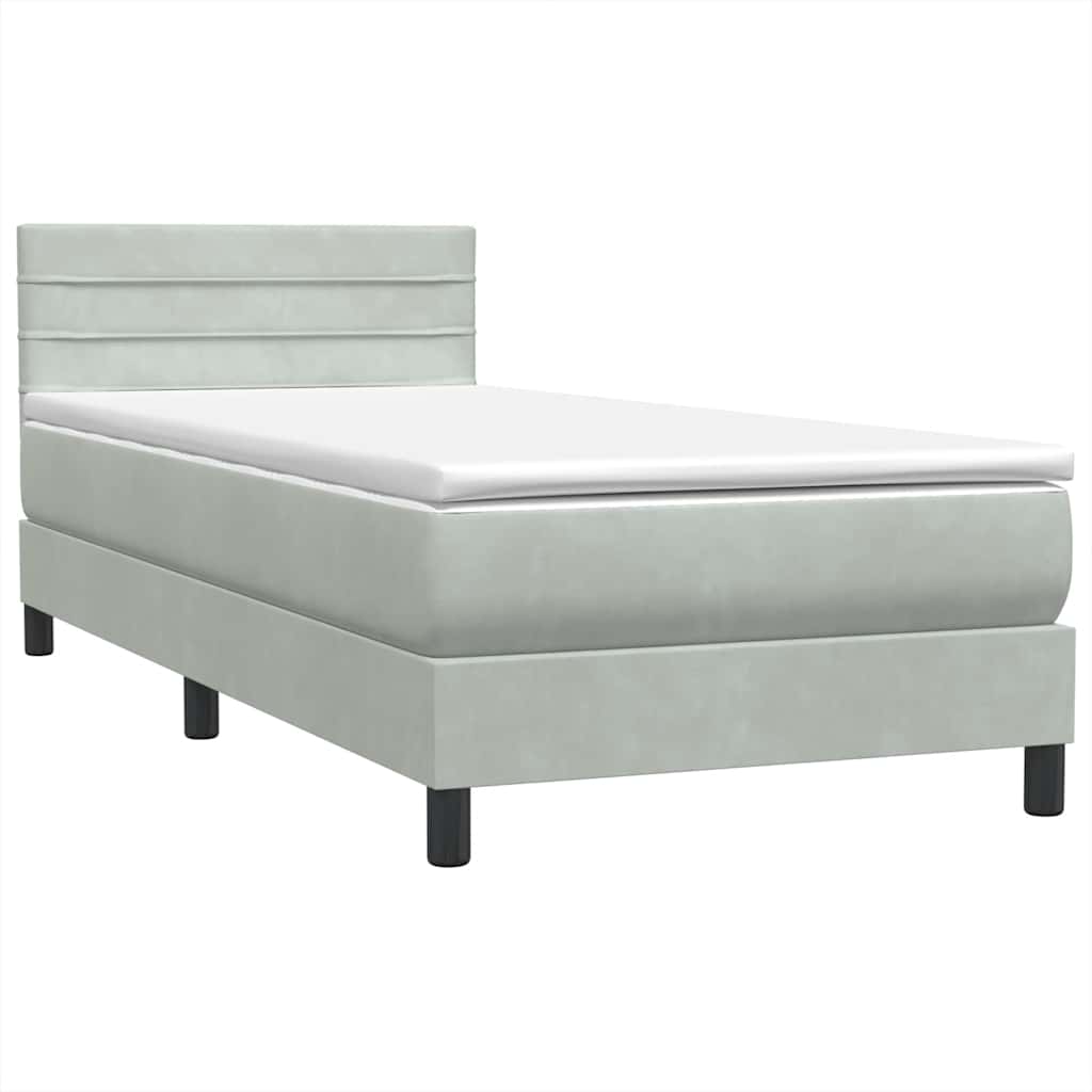 Boxspring met matras fluweel lichtgrijs 90x210 cm