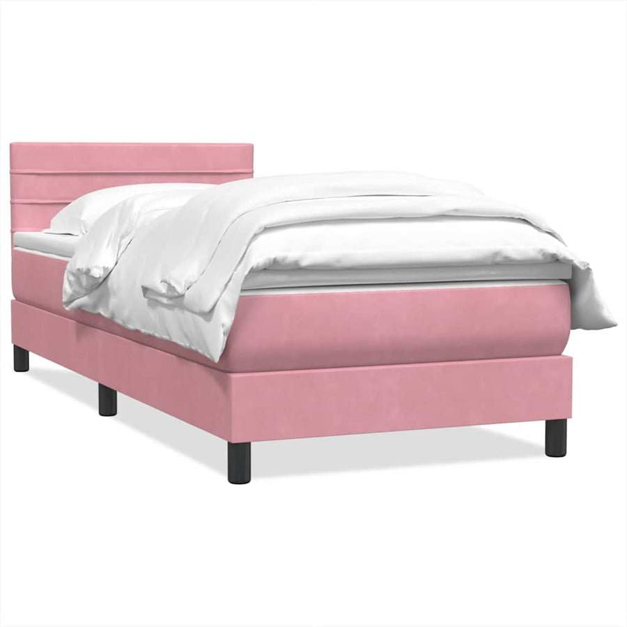 Boxspring met matras fluweel roze 90x210 cm