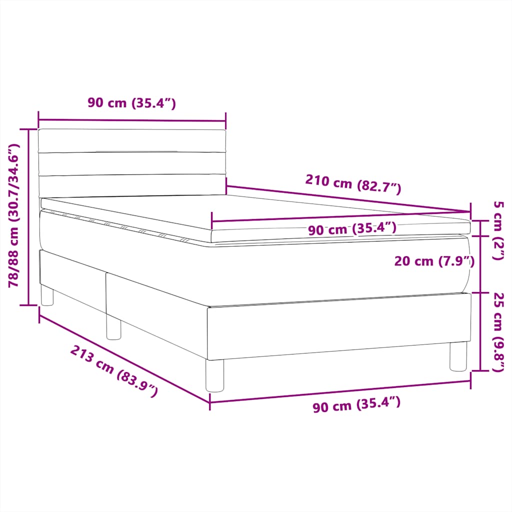 Boxspring met matras fluweel roze 90x210 cm