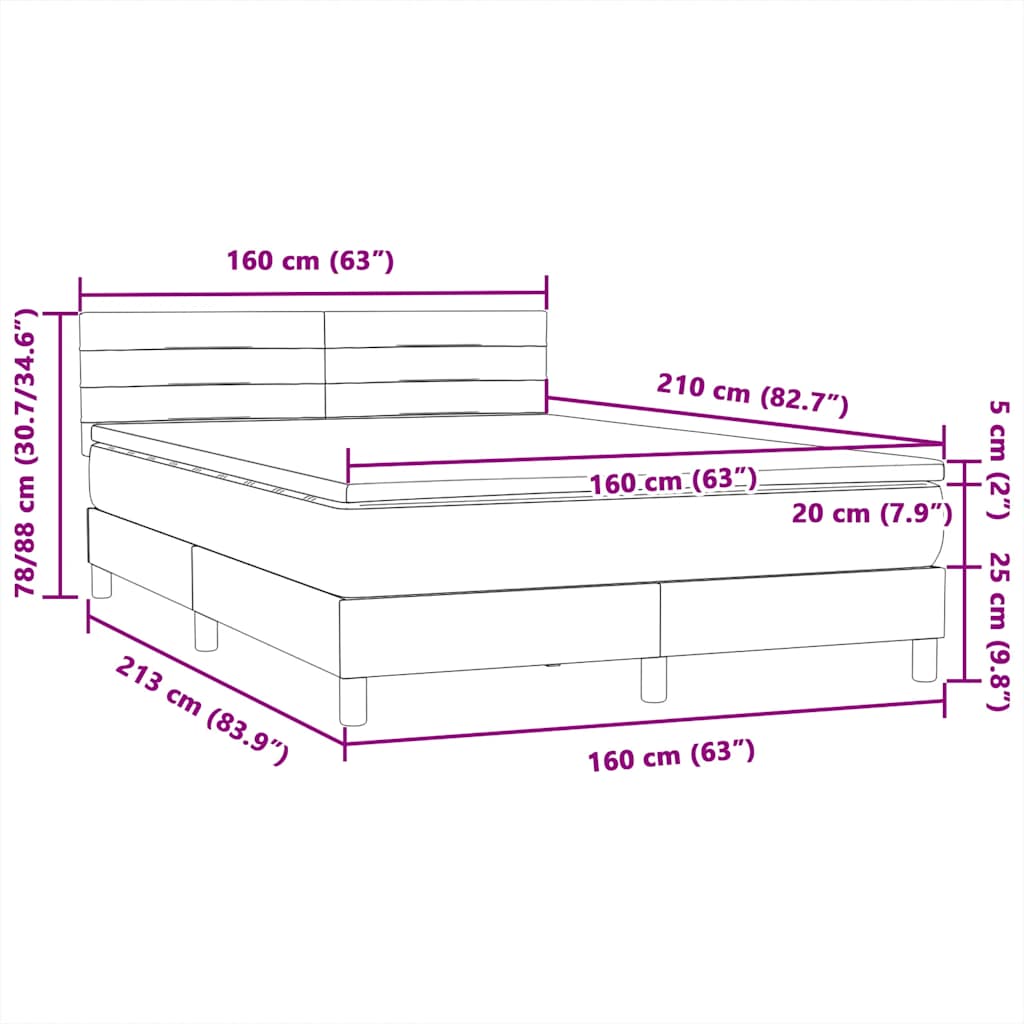 Boxspring met matras fluweel donkergrijs 160x210 cm