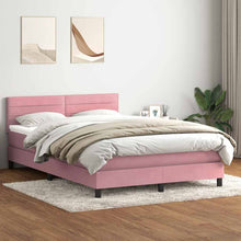 Boxspring met matras fluweel roze 160x210 cm