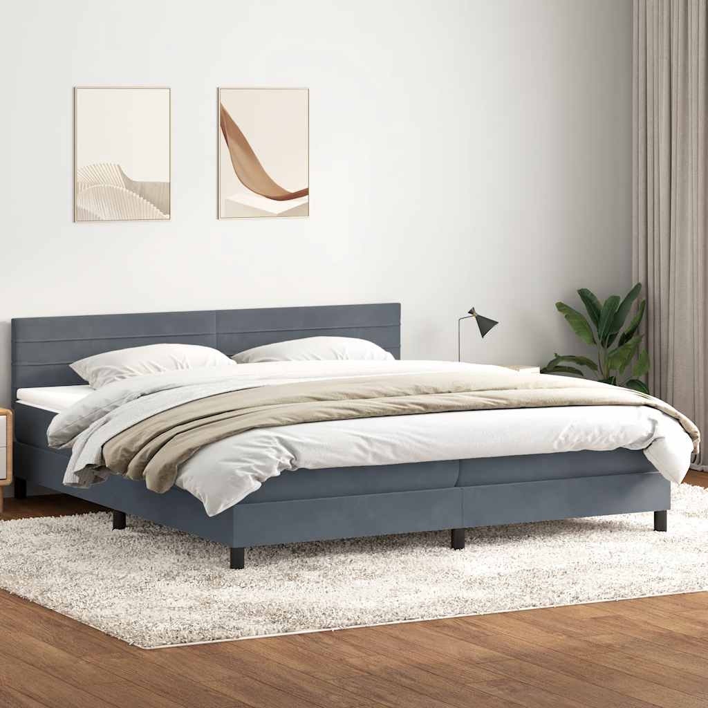 Boxspring met matras fluweel donkergrijs 180x210 cm