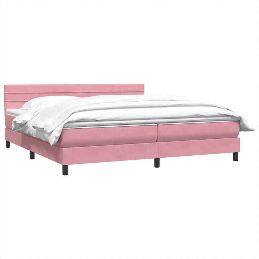 Boxspring met matras fluweel roze 180x210 cm