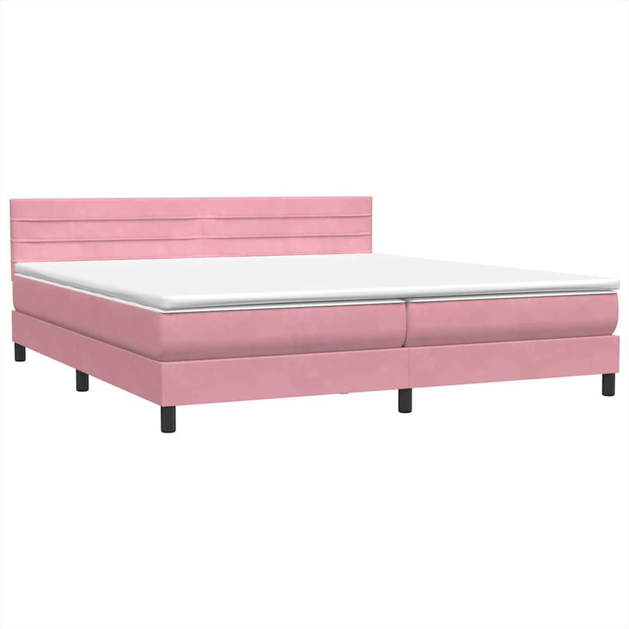 Boxspring met matras fluweel roze 180x210 cm