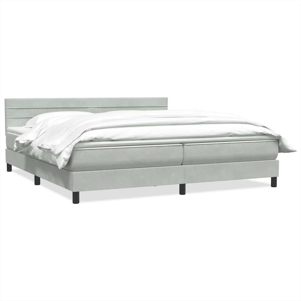Boxspring met matras fluweel lichtgrijs 200x210 cm