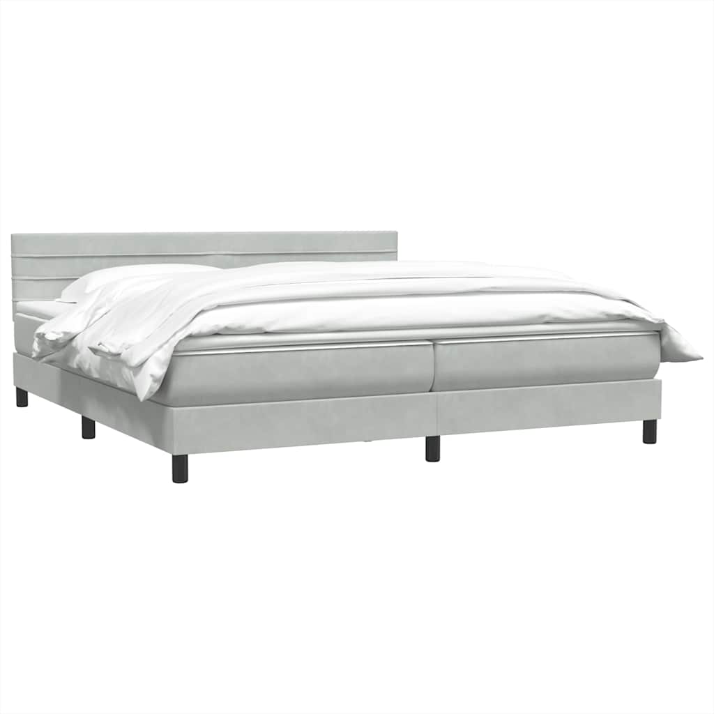 Boxspring met matras fluweel lichtgrijs 200x210 cm