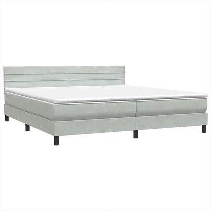 Boxspring met matras fluweel lichtgrijs 200x210 cm